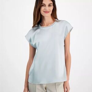 NWT Tahari Elegant Light Blue Women's Fringe Top
